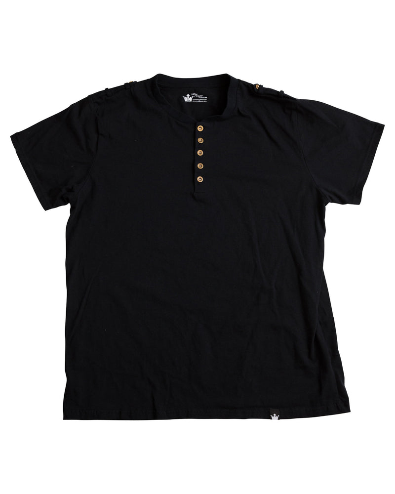 This cool t-shirt is super comfy and comes with military buttons on the sleeves. This casual Tee can even be worn under a nice sports jacket with jeans. This set is perfect for stylish brothers as well as for matching daddy!