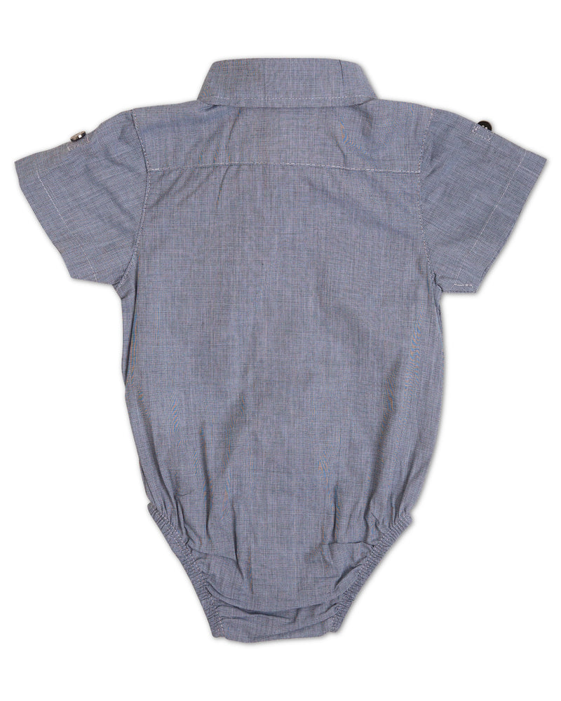 The Littlest Prince steel blue dress shirt can be worn casual with jeans or you can dress it up with one of our matching ties and bowties. This set is perfect for stylish brothers as well as for matching daddy!