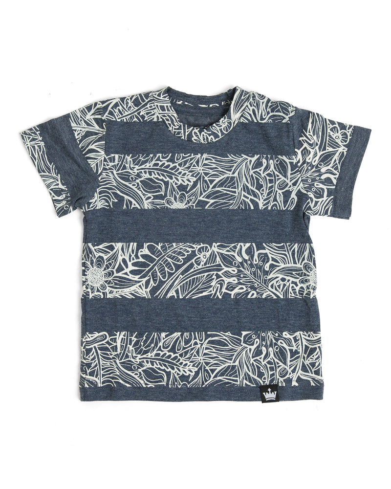 The Littlest Prince Navy & Cream Tropical Tee is perfect for island vacations or Spring/Summer days. The tropical print along with the bold blue colors will definitely have your little man standing out. This set is perfect for stylish brothers as well as for matching daddy